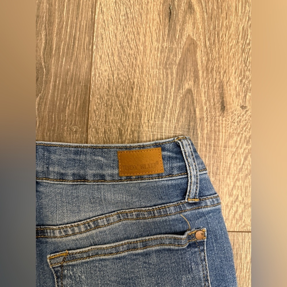Judy Blue Skinny Fit Jeans Women's 7/28 Distressed Medium Wash Lemon Print - Picture 7 of 7